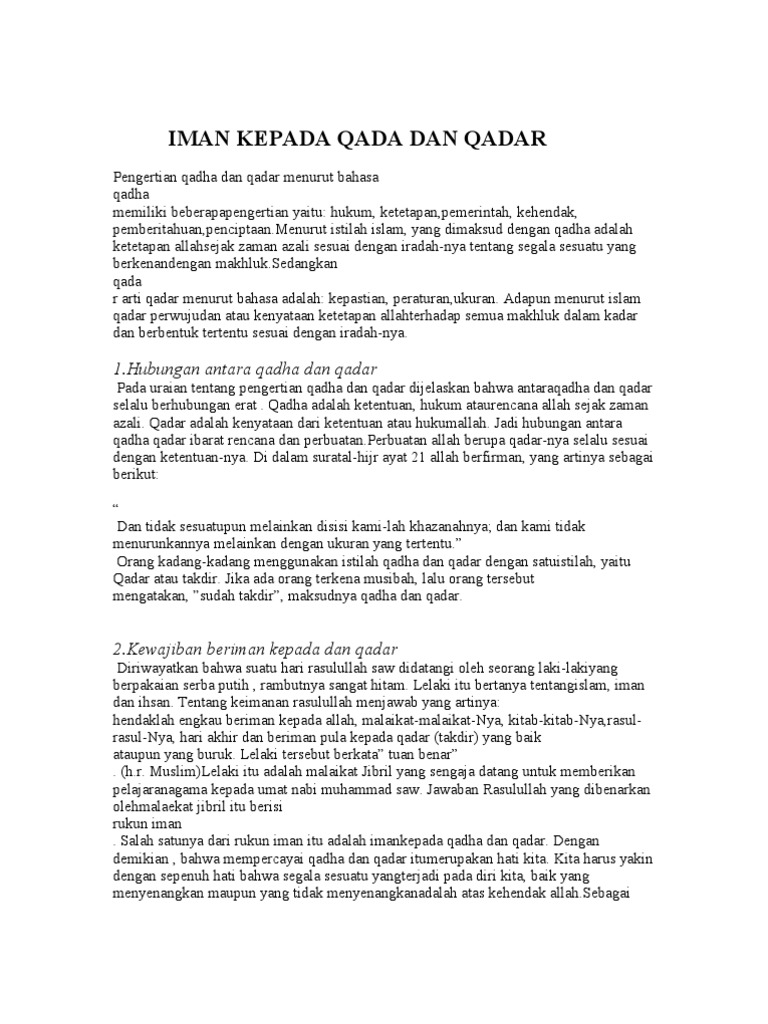Kumpulan Teks Pidato Tentang Qadha Dan Qadar Kumpulan Referensi Teks Pidato