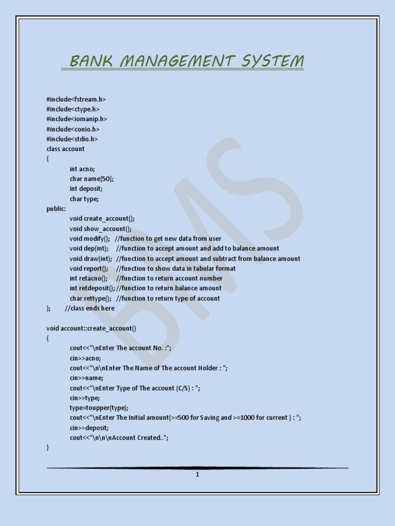 C++ Bank Management System Code | PDF | Operating System Families ...