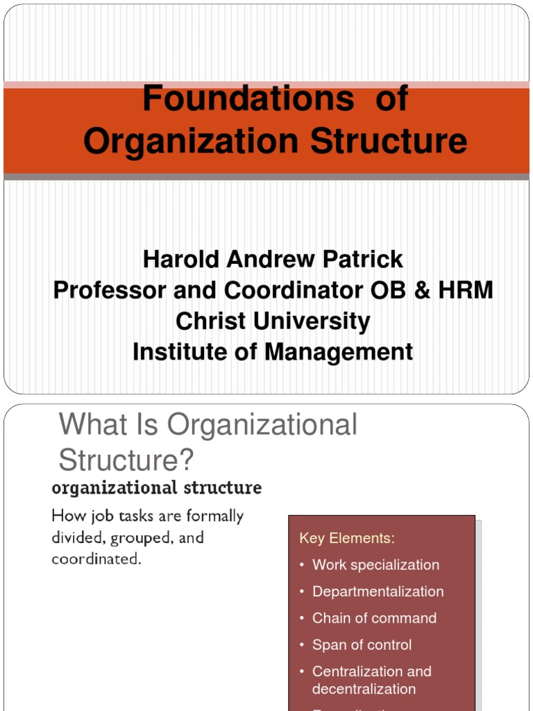 Foundations of Organisation structure Organizational Structure Business