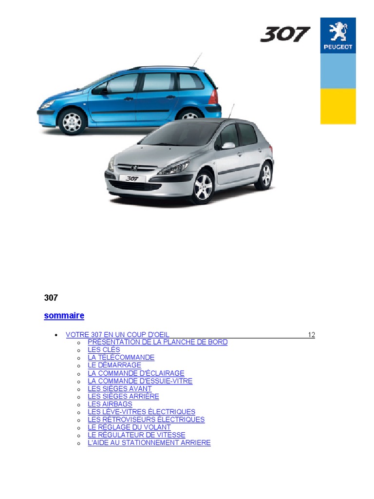 Peugeot 307 (Juil 2003 Dec 2003) Notice Mode Emploi Manuel Guide ...