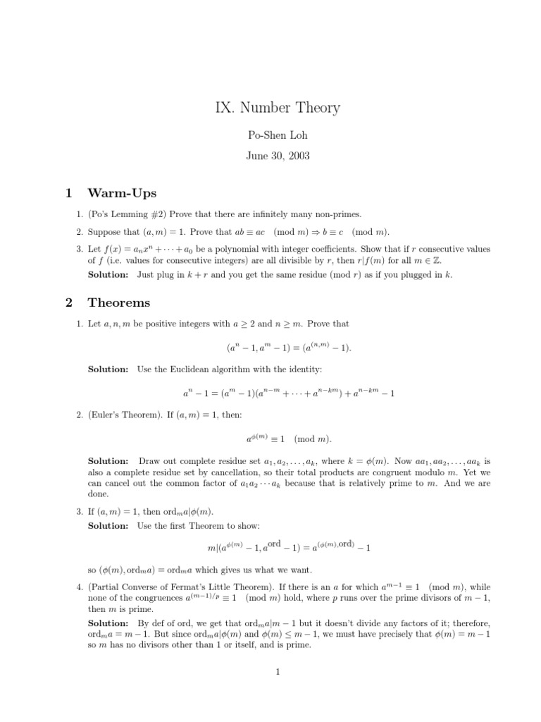 number theory research papers pdf