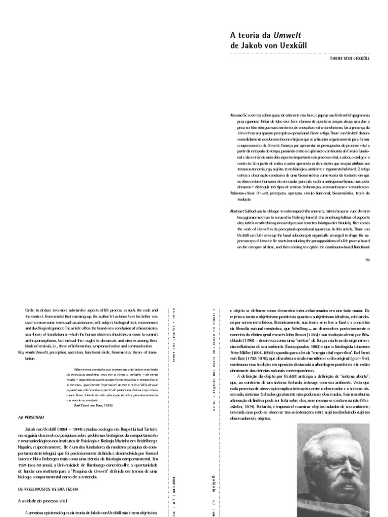 a-teoria-da-umwelt-de-jakob-von-uexk-ll-pdf-tempo-semi-tica