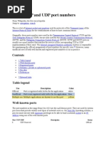List of TCP and UDP Port Numbers