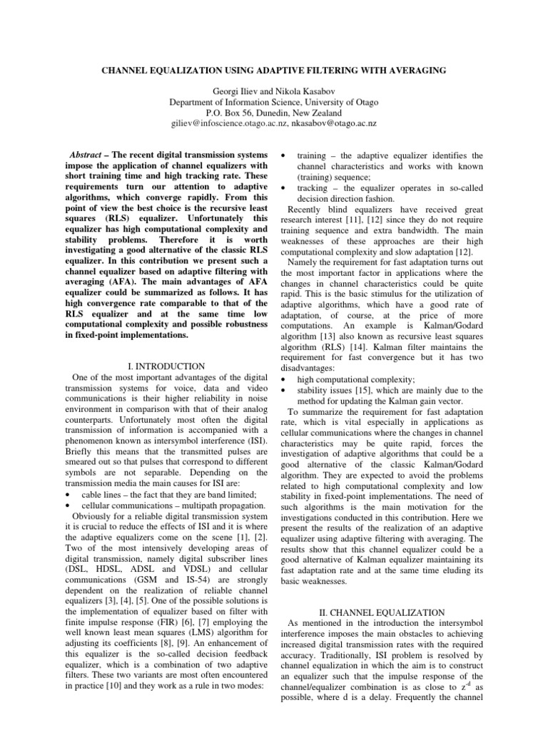 Study | PDF | Equalization (Audio) | Systems Theory