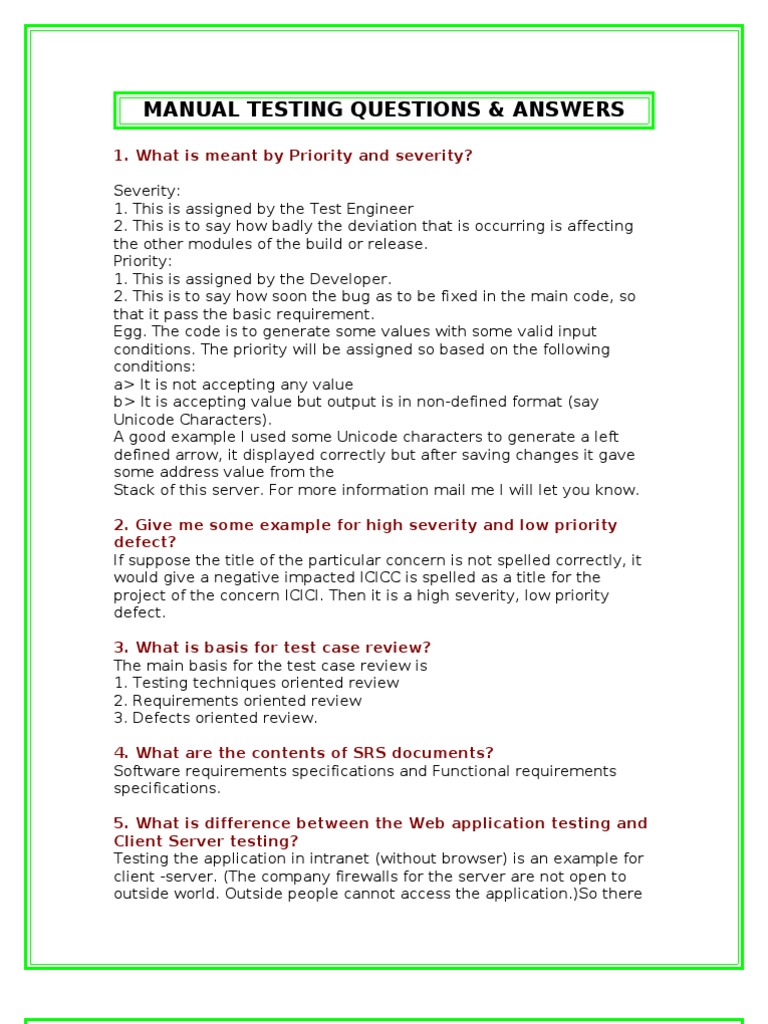 Manual Testing Interview Question 01 Pdf Software Testing Web