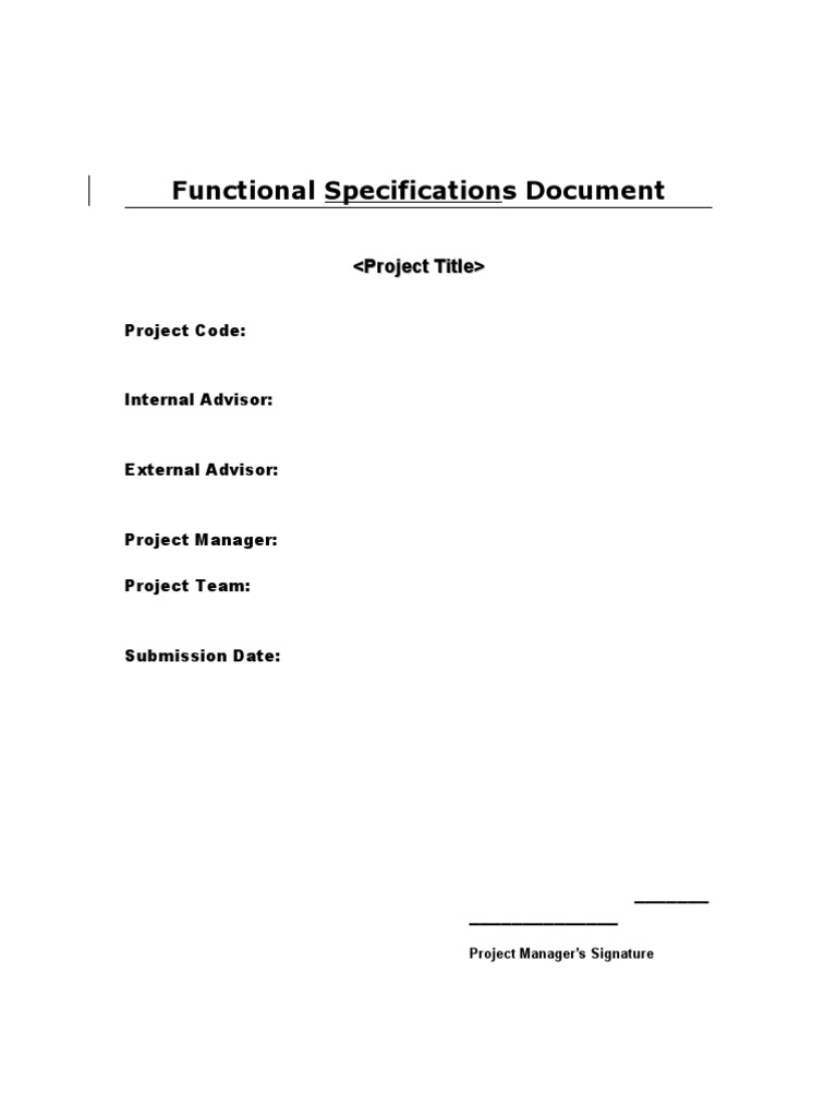Functional Specification Document (Template) Use Case Specification