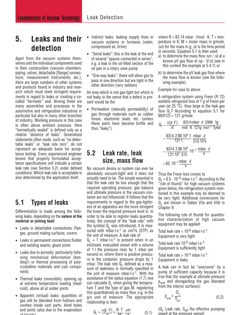 Leak Detection Fundamentals and Methods | PDF | Leak | Mass Spectrometry