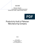 Productivity Audit of Pakistani Manufacturing Company: ICQI'2002