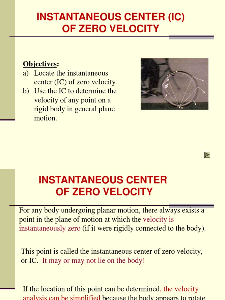 Instantaneous center of zero velocity Velocity Motion (Physics)