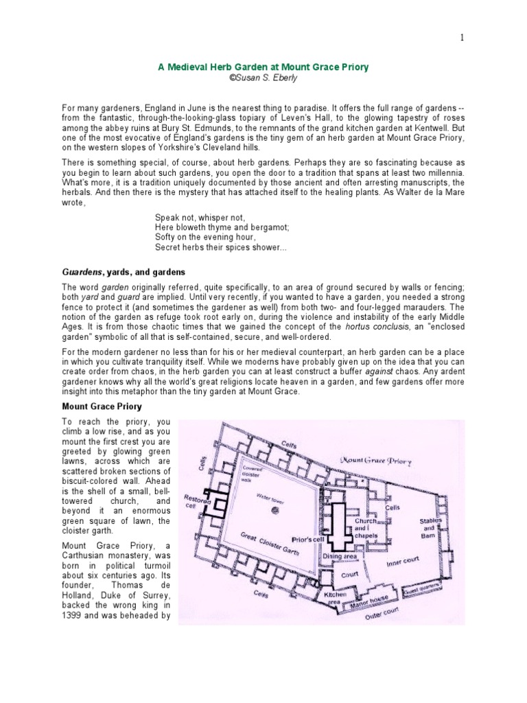 A Recreated Medieval Herb Garden at Mount Grace Priory | PDF