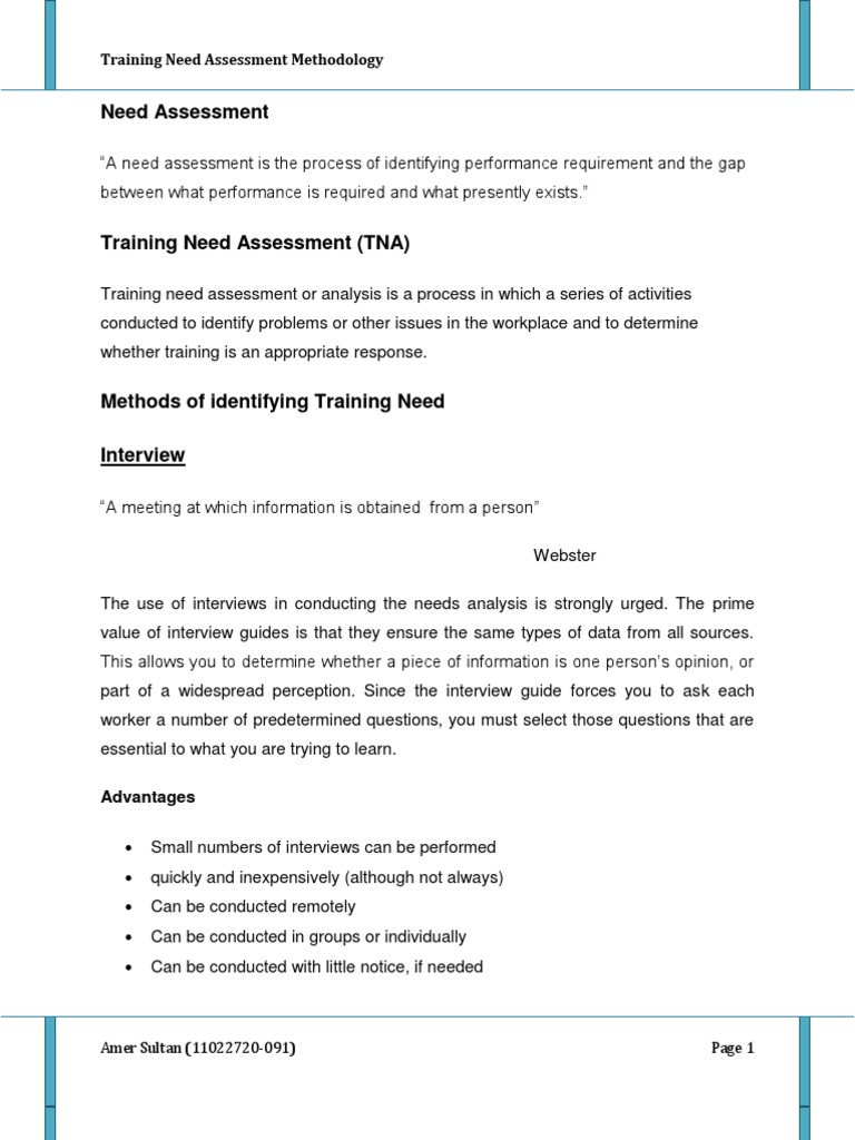 Training Needs Assessment Methods | PDF | Questionnaire | Interview