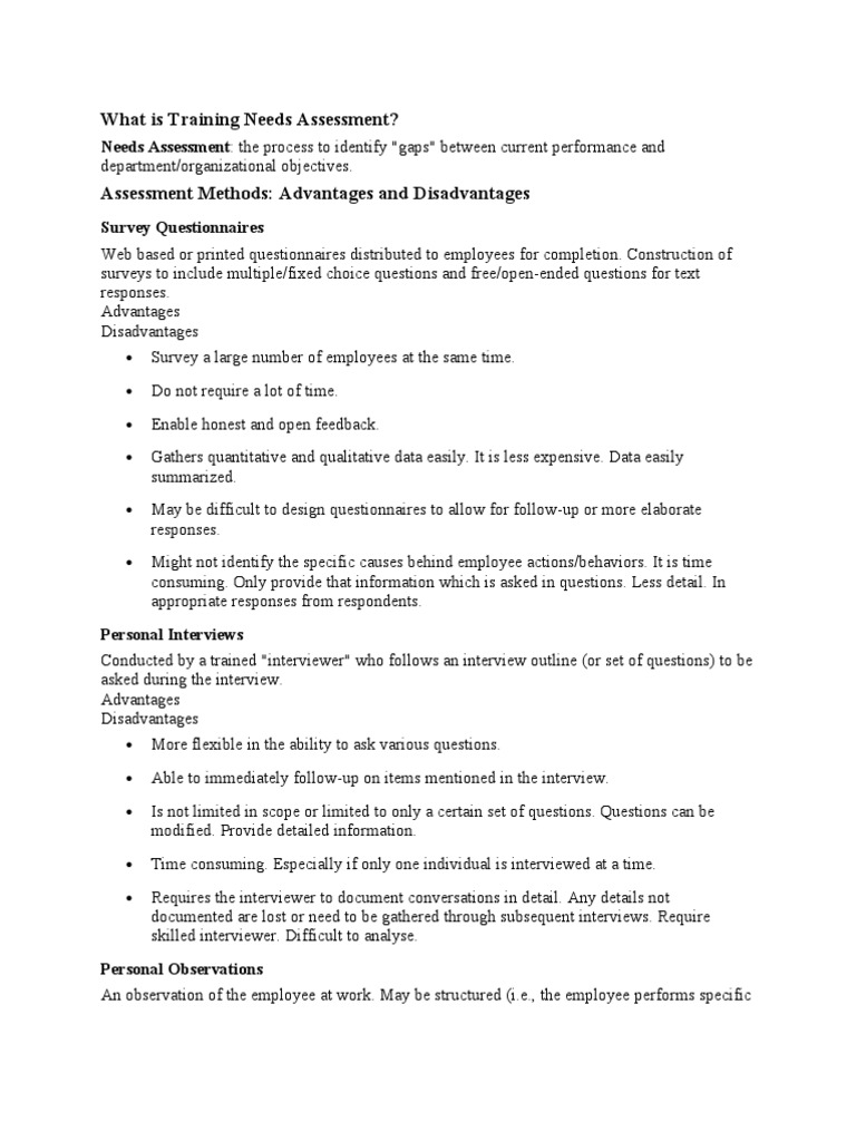 What Is Training Needs Assessment Needs Assessment The Process To