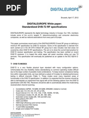 DVB-T2 RF Specifications | PDF | Radio Technology | Data