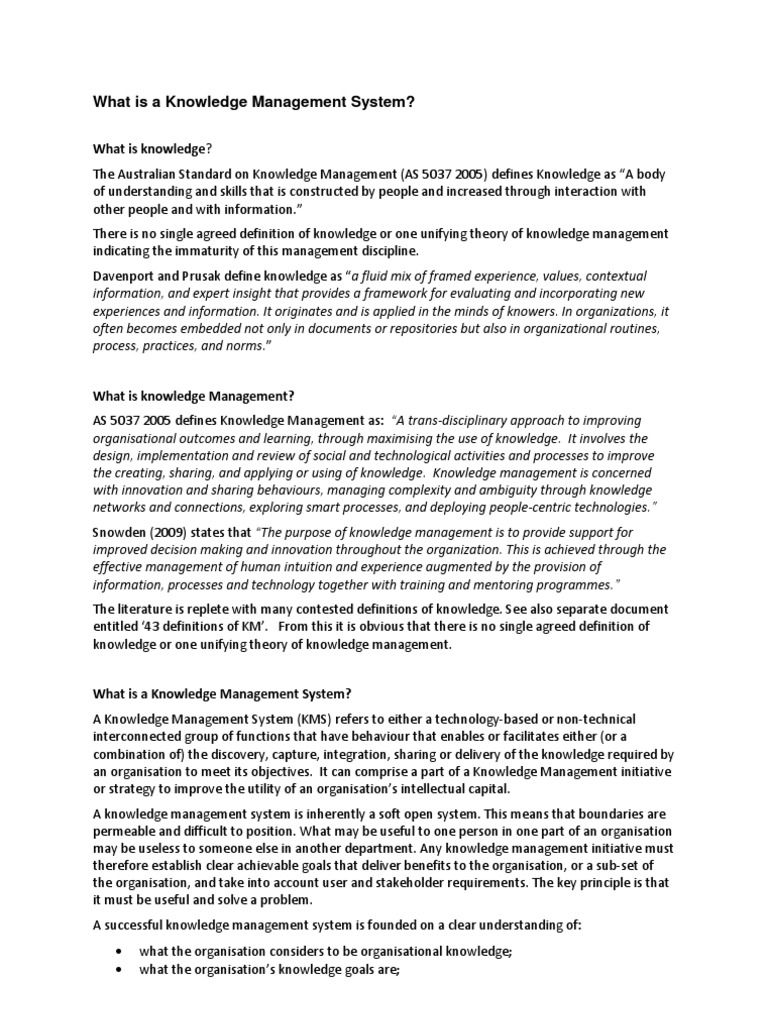 Understanding Knowledge Management Systems | PDF | Knowledge Management ...