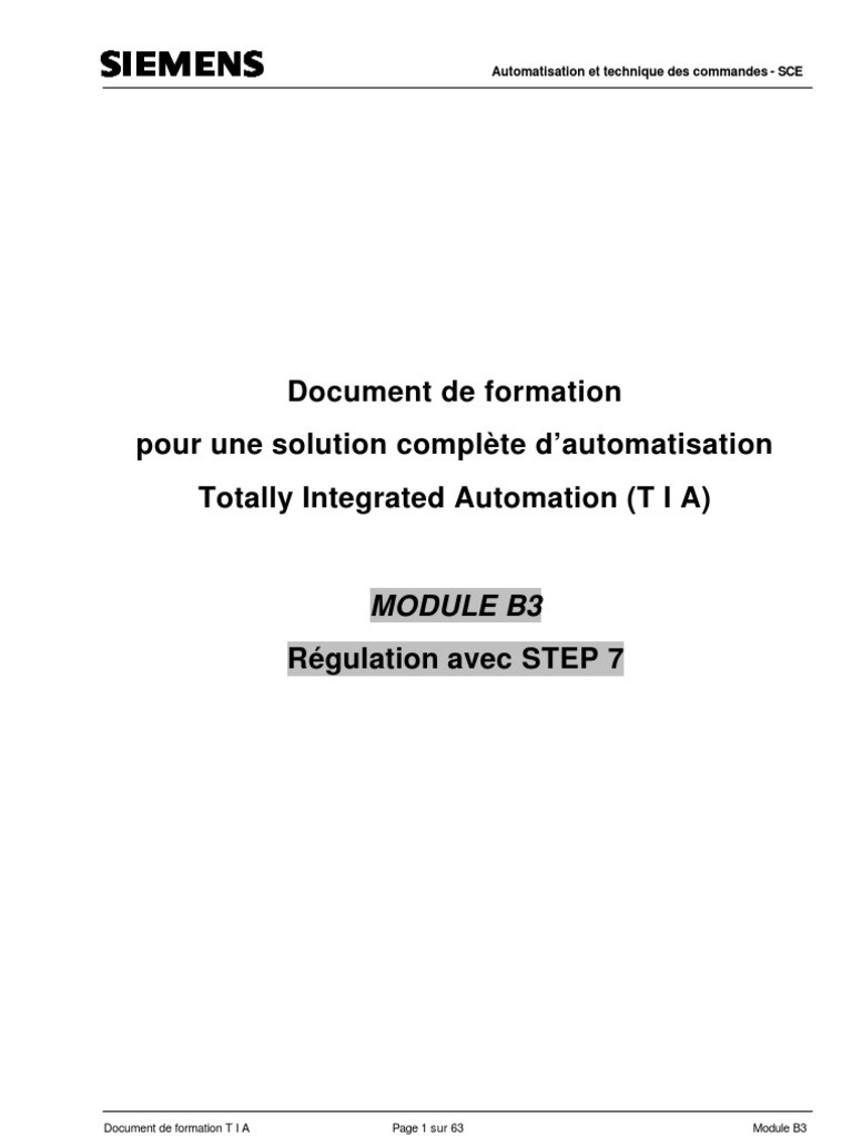 Techniques de régulation avec STEP 7 | PDF | Données numériques ...