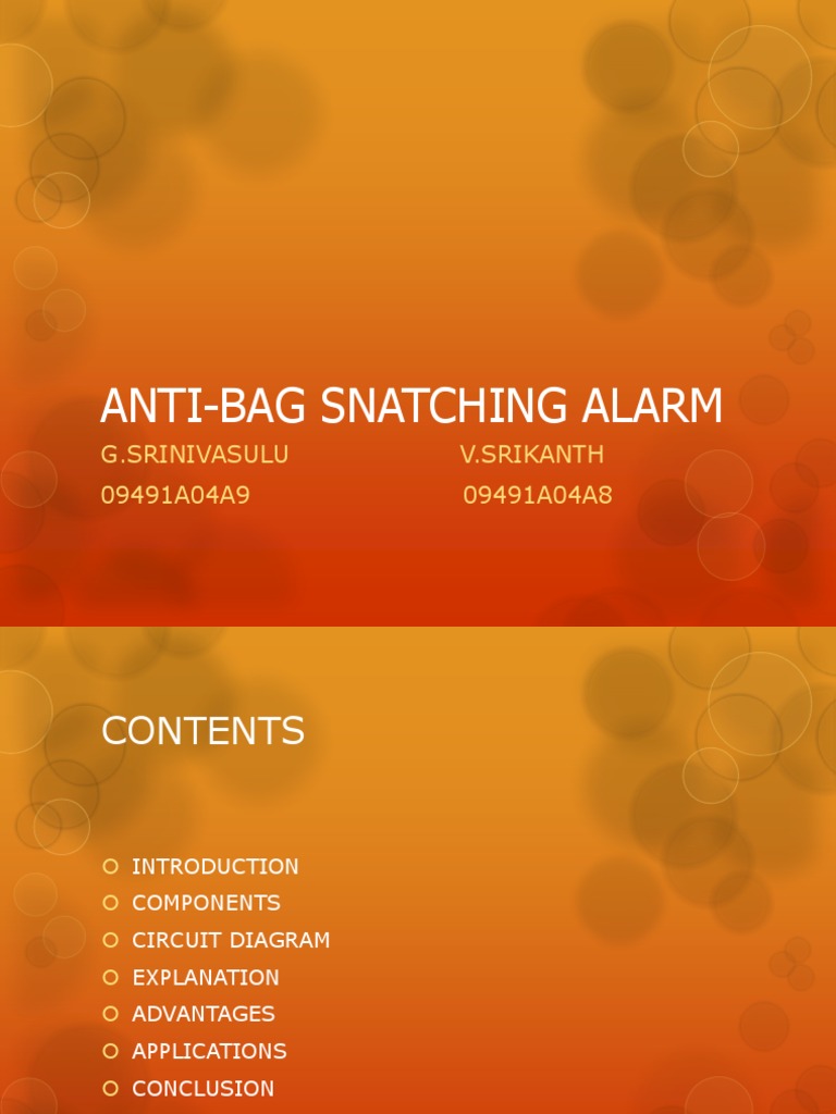 Anti Bag Snatching Alarm PDF Electrical Components Electrical