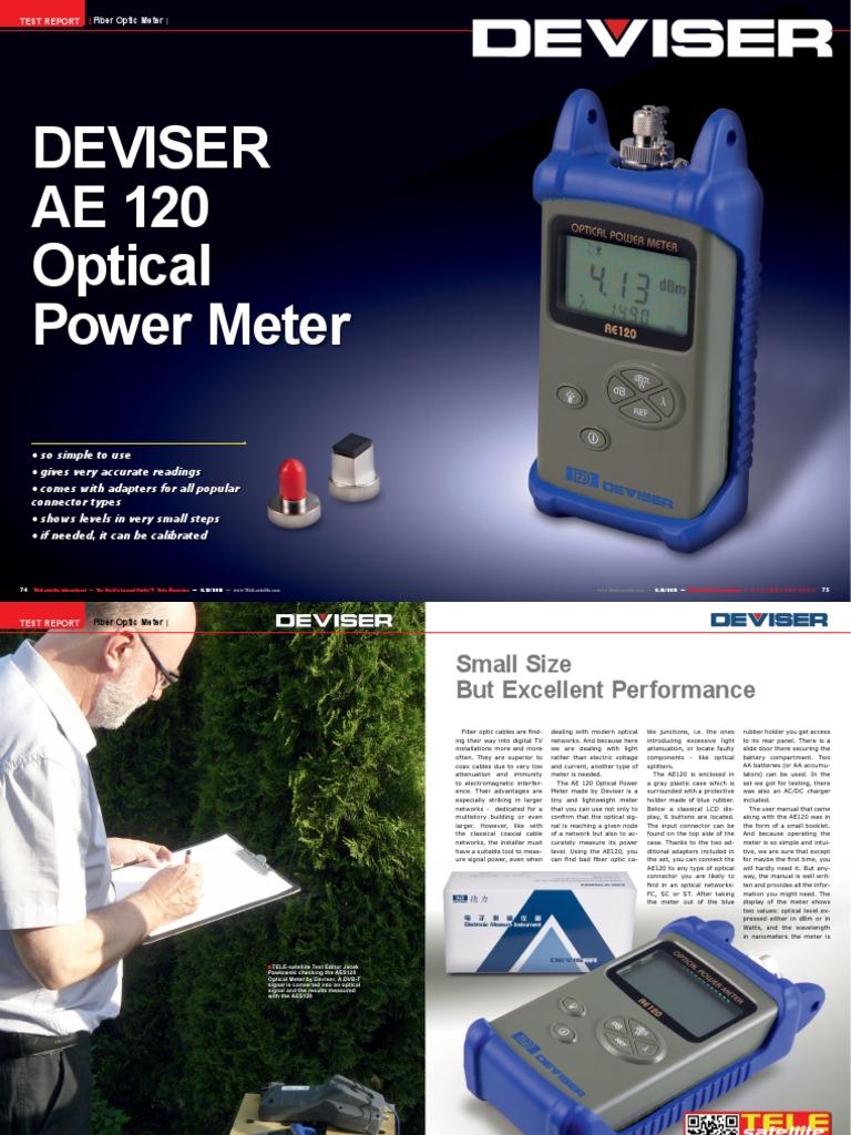 Deviser AE120 Optical Power Meter Review | PDF | Decibel | Coaxial Cable