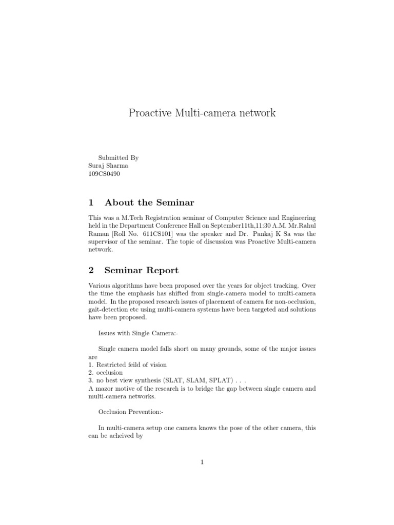 Proactive Multi-Camera Network Seminar | PDF