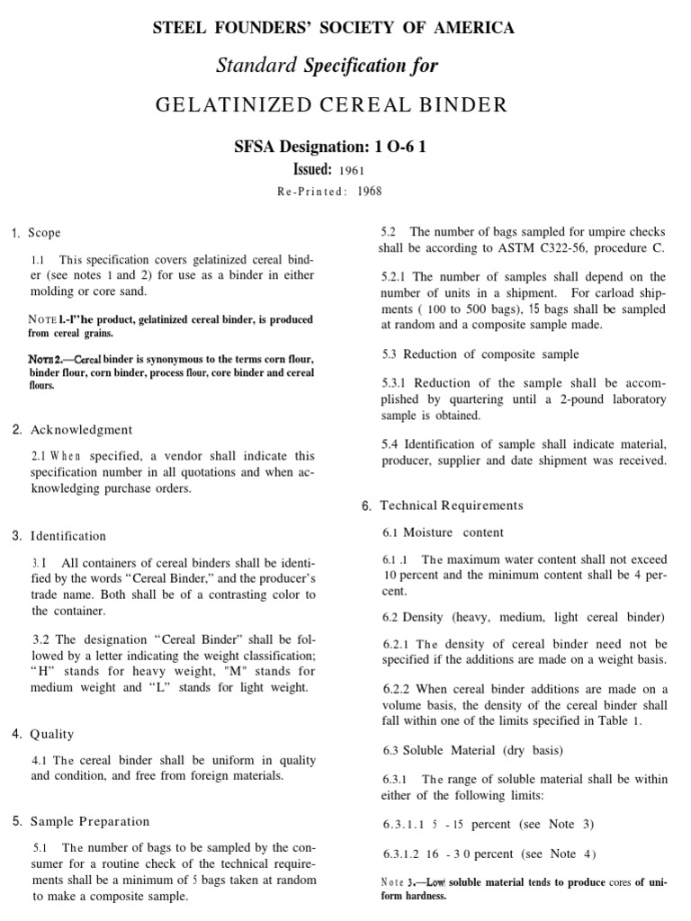 Gelatinized Cereal Binder PDF Flour Density