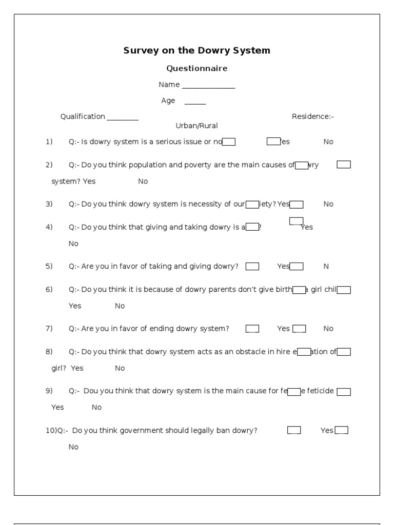 questionnaire survey enrollment system on Survey Dowry System questionnaire survey enrollment system on Survey Dowry System