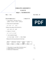 Formative Assessment-3 Class Vii Subject - MATHEMATICS