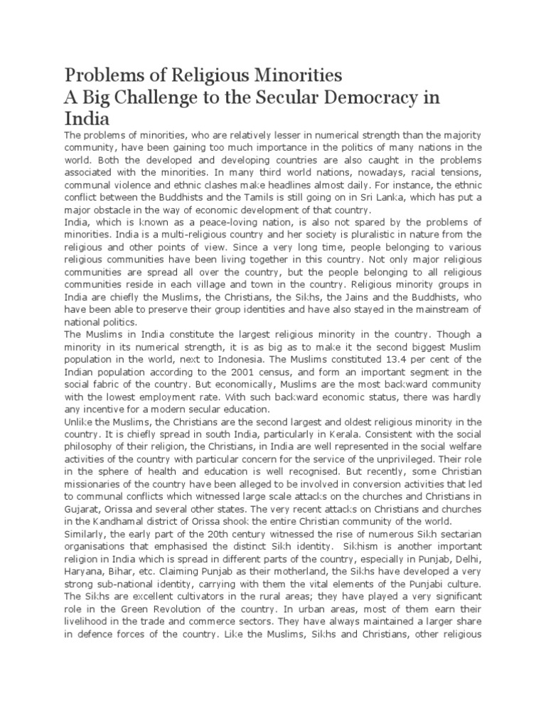 Challenges of Religious Minorities in India | PDF | Minority Group | Hindu