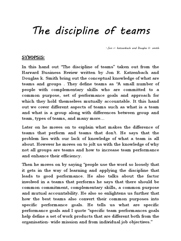 A discipline of teams | Applied Psychology | Cognitive Science