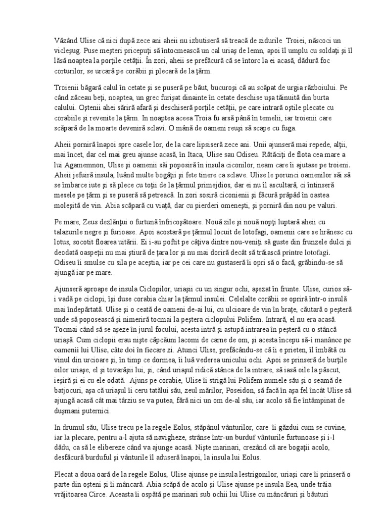 Rezumat Puiul Rezumat Odiseea | PDF