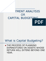 Investment Analysis OR Capital Budgeting