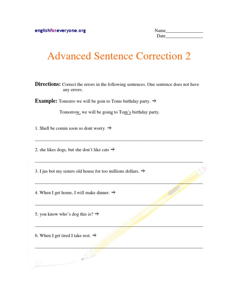 Advanced Sentence Correction 2 | PDF