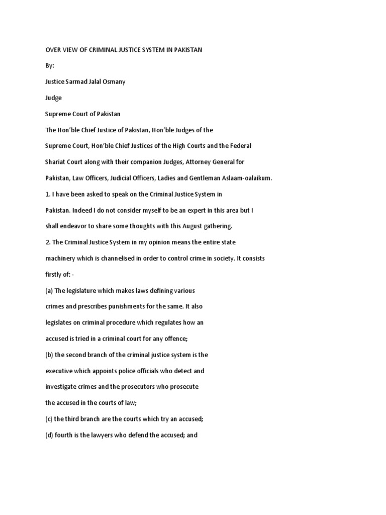 Overview of Pakistan's Criminal Justice System | PDF | Crime & Violence ...