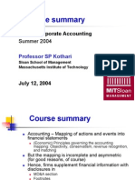 Course Summary: 15.511 Corporate Accounting