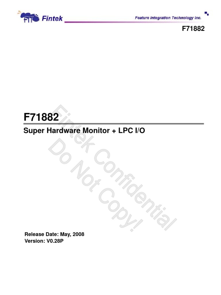 Fintek F71882F Datasheet PDF Input/Output Floppy Disk