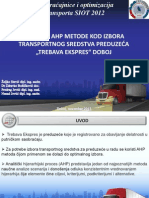 Primena AHP Metode Kod Izbora Transportnog Sredstva Preduzeca Trebava Expres Doboj