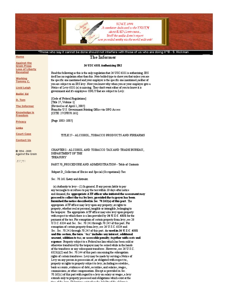 26 USC 6331 Authorizing IRS | PDF
