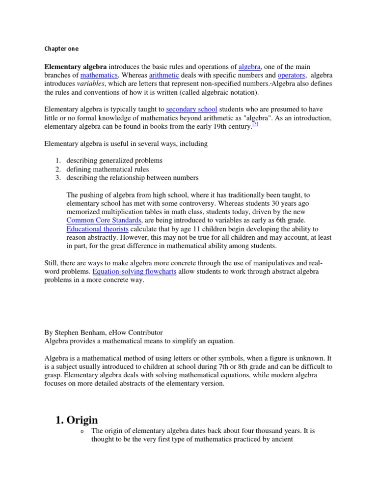 Chapter Onedocx Algebra Study Skills - 