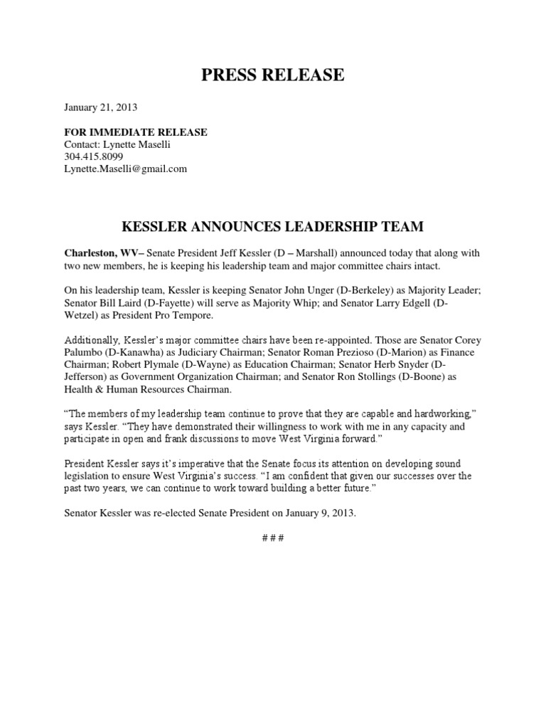 Kessler Announces Leadership Team and Major Committee Chairs | PDF