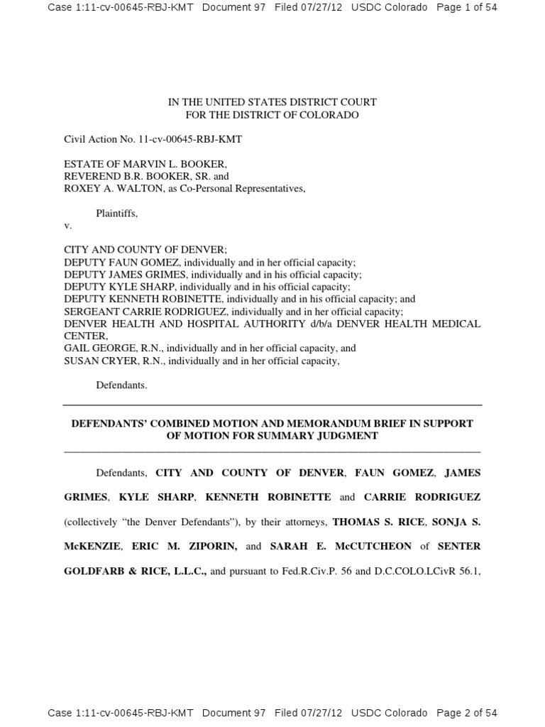 Defendants' Motion for Summary Judgment Handcuffs Summary Judgment