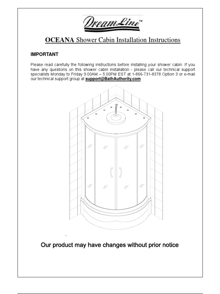 Dreamline Oceana_manual_1_1.Owners Manual Instructions Westside