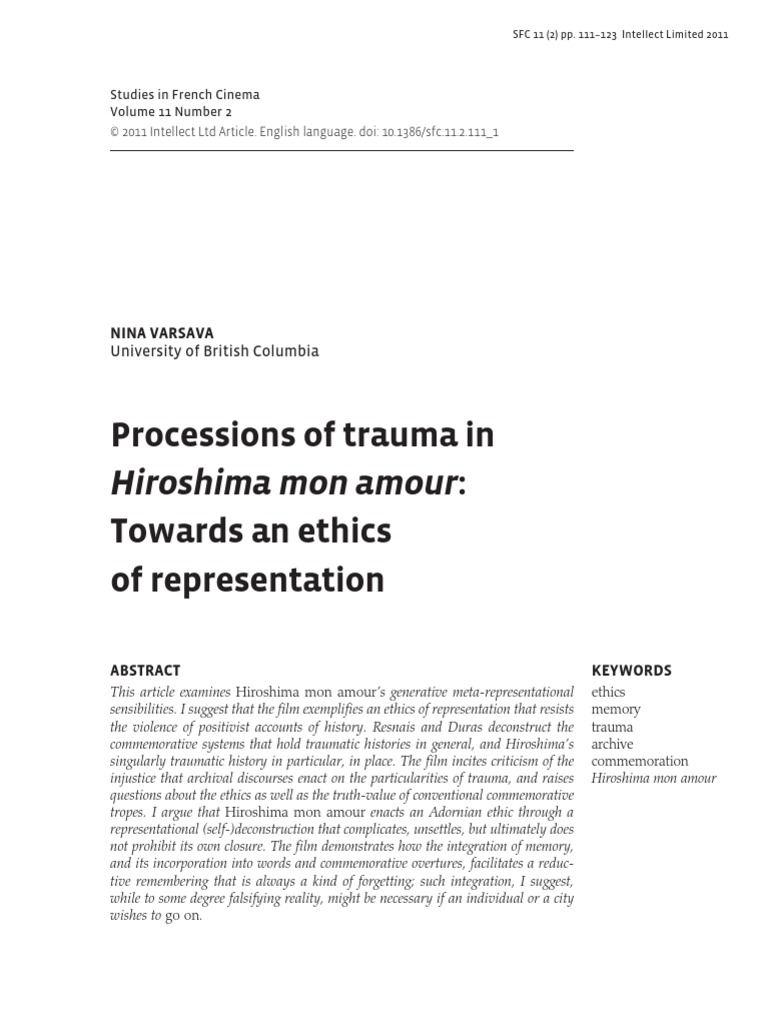 Trauma Hiroshima Mon Amour Articulo Theodor W Adorno Positivism