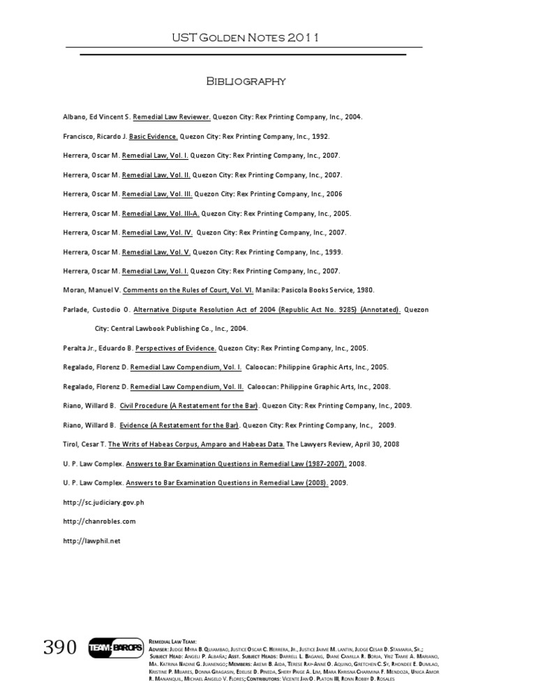 Remedial Law Bibliography PDF