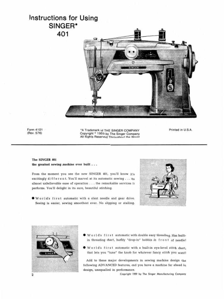 Singer 401A Instructions PDF