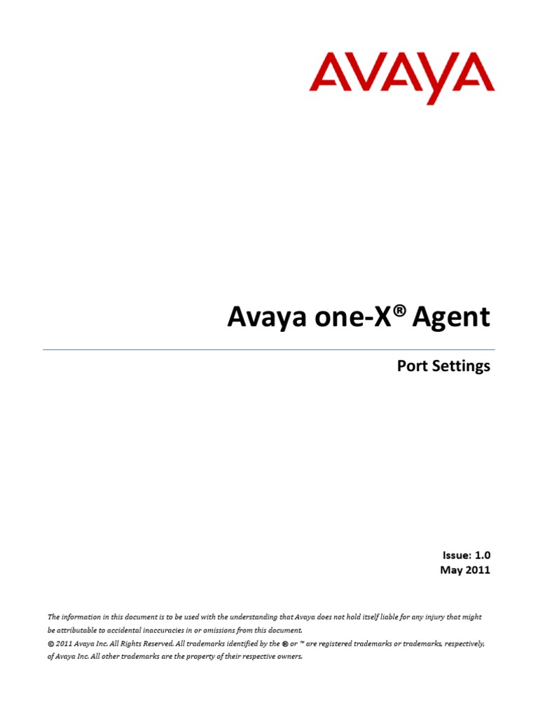 Avaya One x Agents Port Setting | Port (Computer Networking) | Active