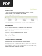 Syntax: Database Tables