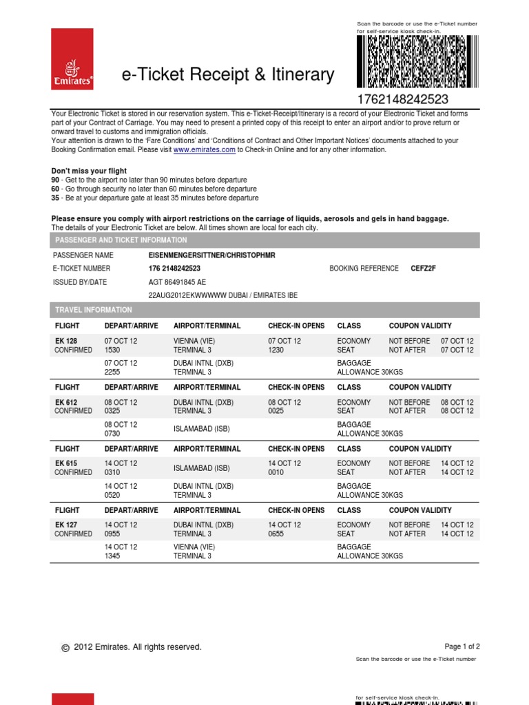 emirates airlines travel certificate