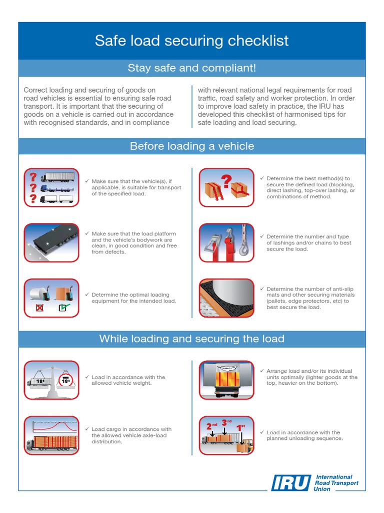 Safe Load Securing Checklist | PDF | Cargo | Road Transport