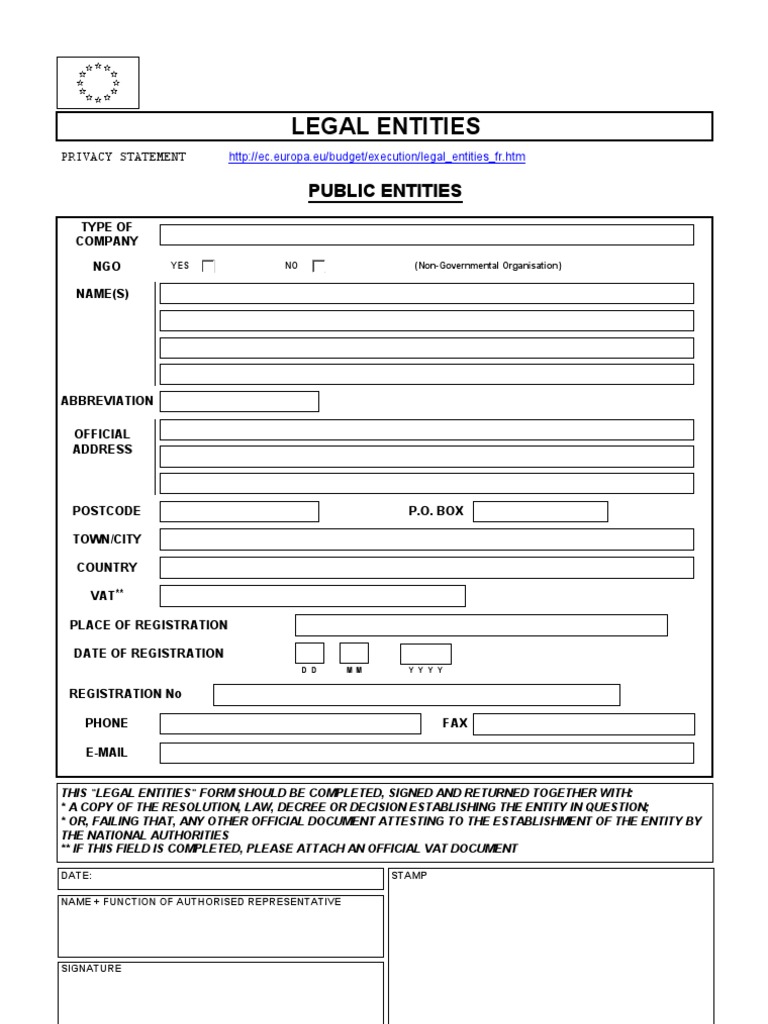 Legal Entity Registration Form Guide | PDF