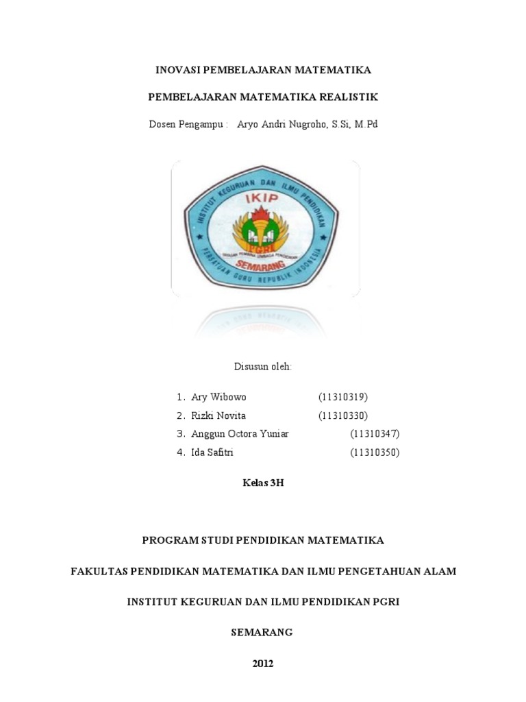 Makalah Inovasi Pembelajaran Matematika Pendekatan Realistik