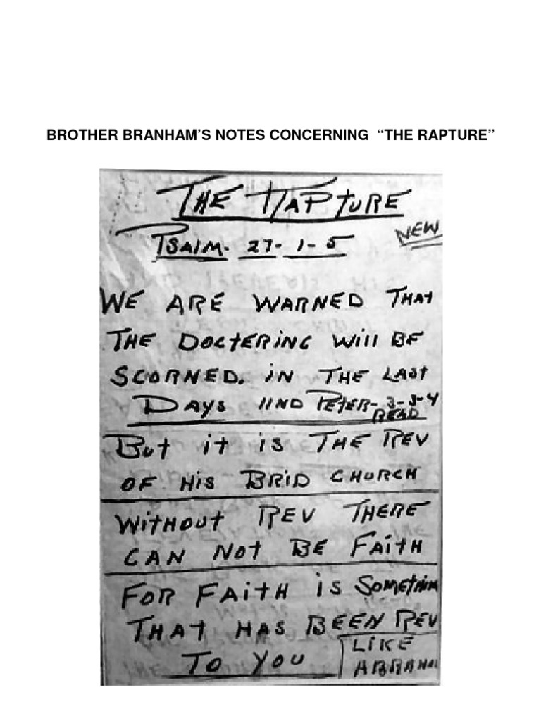 Brother Branham's Rapture Notes | PDF