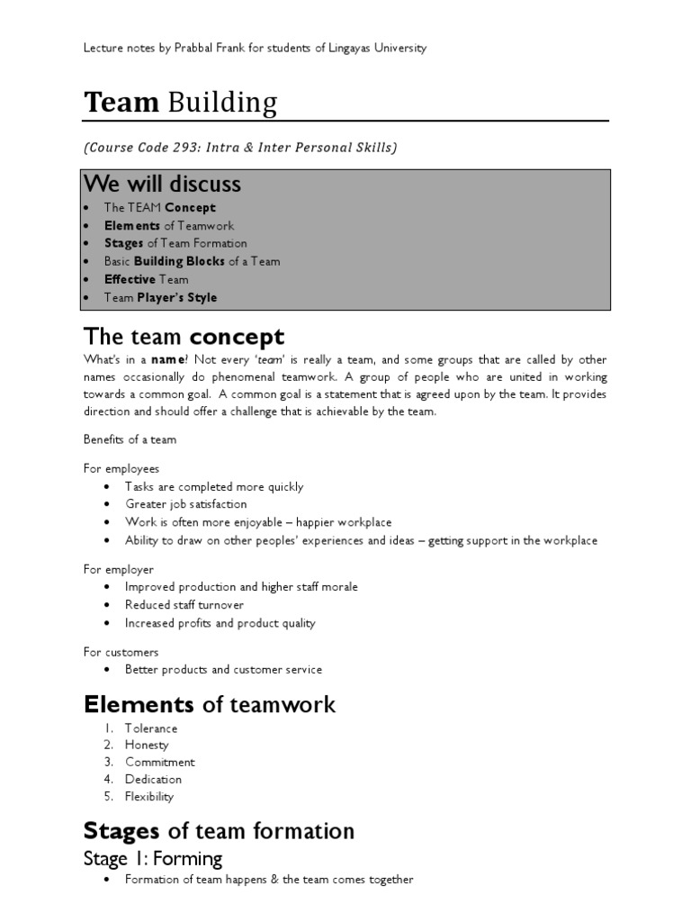 Team Building | PDF